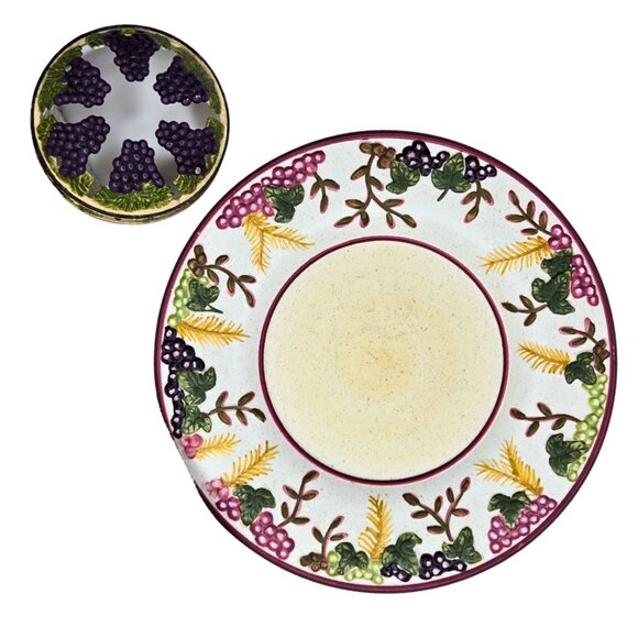 Yankee Candle "Purple Wine" Illuma Jar Lid and Under Plate Grapes Tuscan Winery - Picture 1 of 6